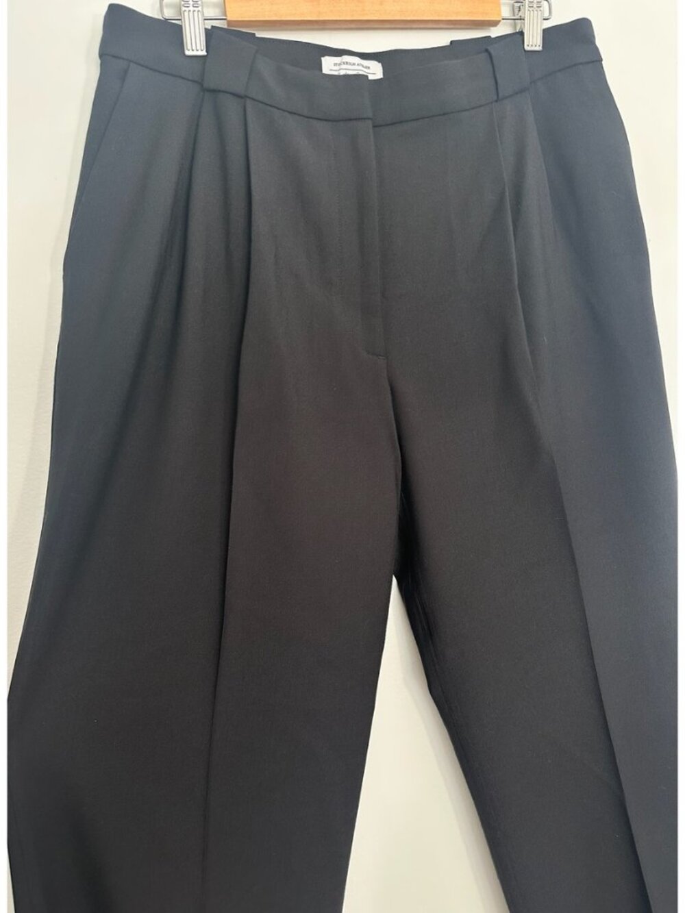 & Other Stories Black Pleated Wool Trousers Sz 12
